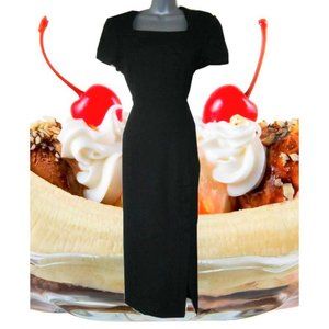 black 90s dress lbd maxi with slit size 10